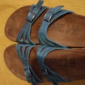 Birkenstock Granada Blue Leather Sandals, Size 37. EUC.